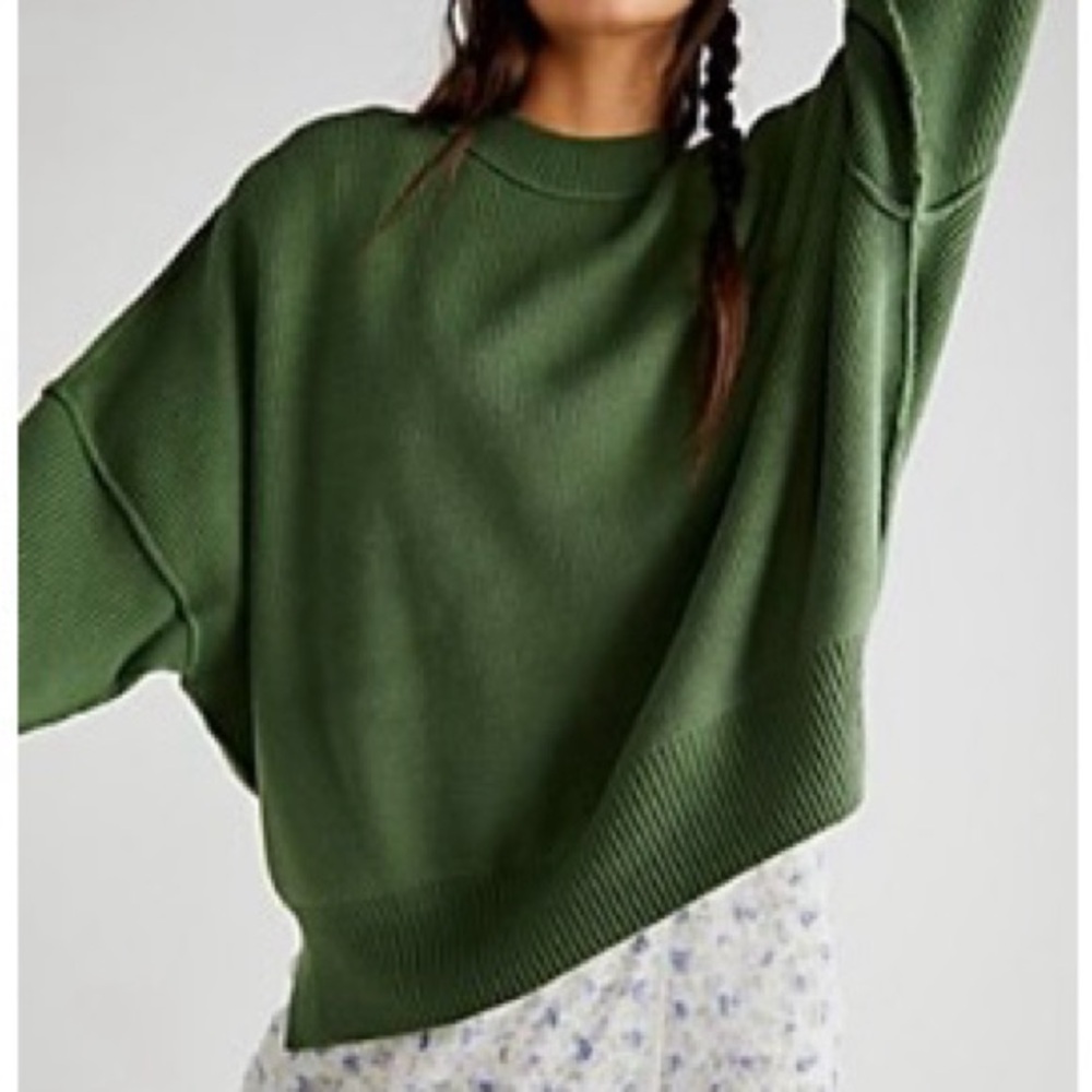 Free People Green Crew Neck Sweater